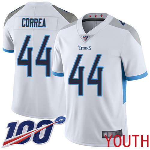 Tennessee Titans Limited White Youth Kamalei Correa Road Jersey NFL Football 44 100th Season Vapor Untouchable
